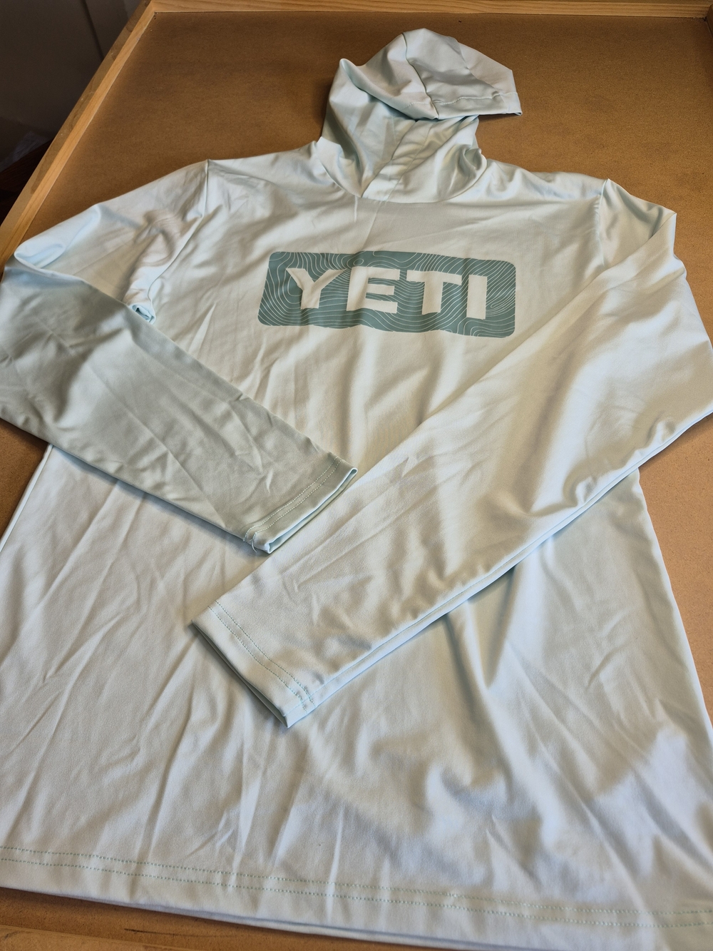 YETI Light Aqua Hoodie Shirt 3690/1